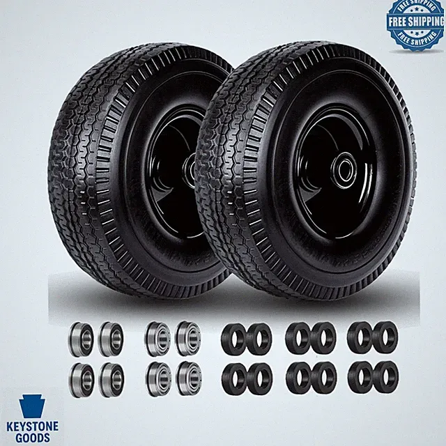 10-Inch Flat-Free Solid Tire Wheel Set for Garden Carts & Utility Equipment