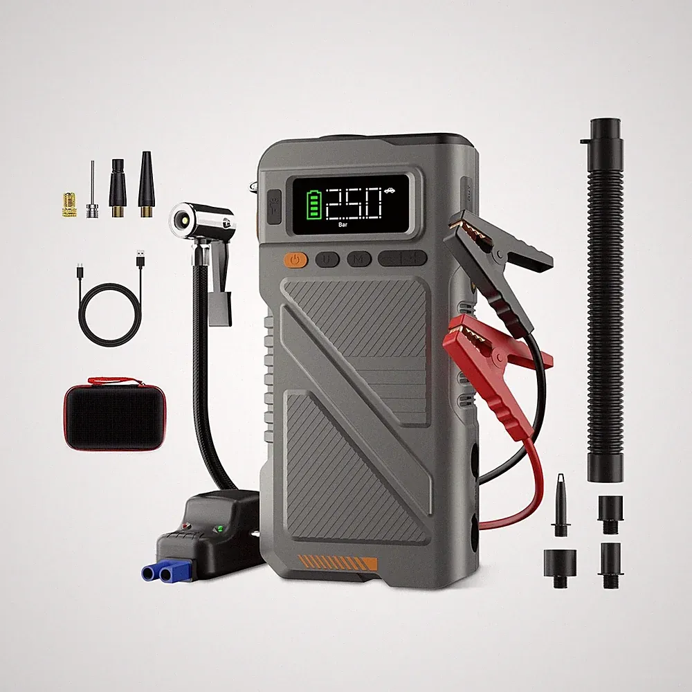 Car Jump Starter with Air Compressor 9000A, 9 in 1 Jumper Box for Car Portabl...