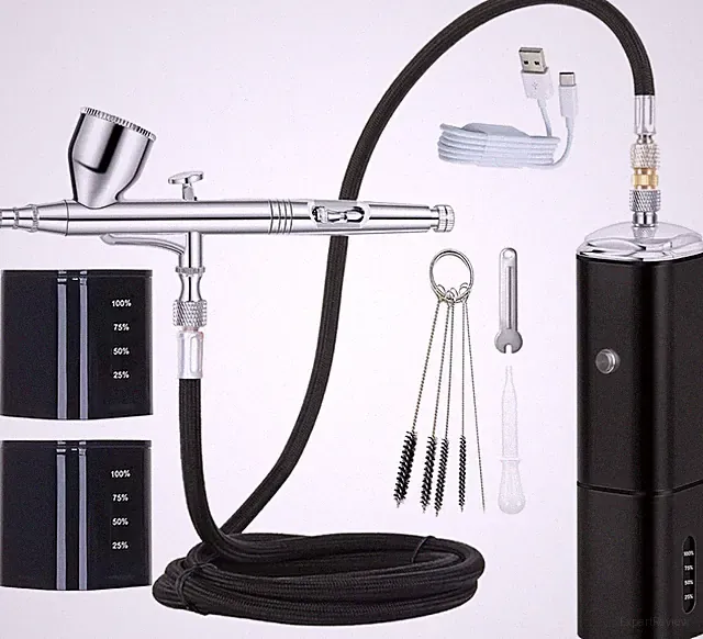 Cordless Portable Airbrush Kit with Compressor,Rechargeable and Replaceable Auto