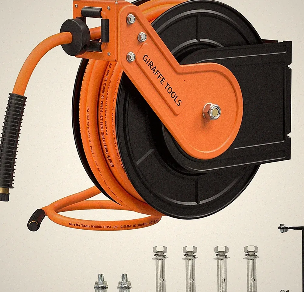 Giraffe Tools Retractable Air Hose Reel 50FT Air Compressor Hose 180° Swivel