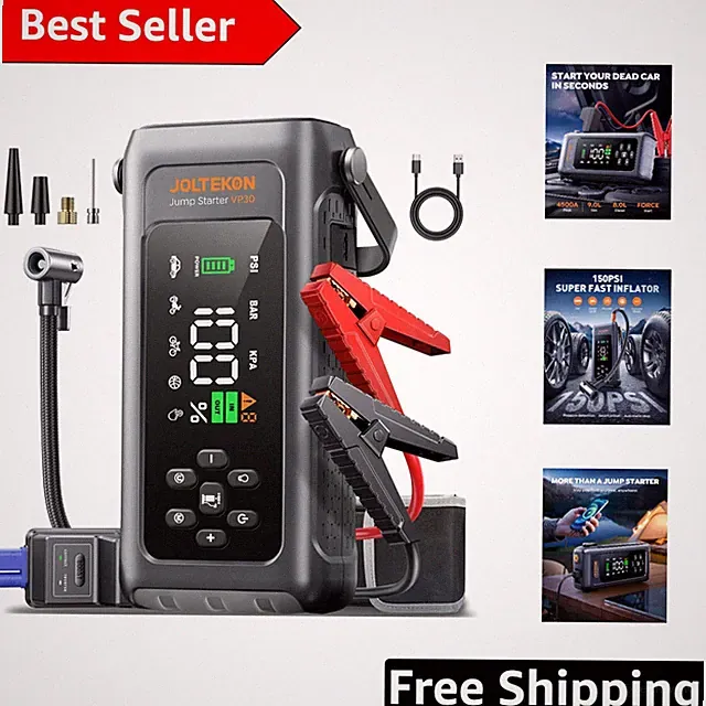Heavy-Duty 4500A Jump Box with Tire Inflator & SOS Light for Roadside Safety