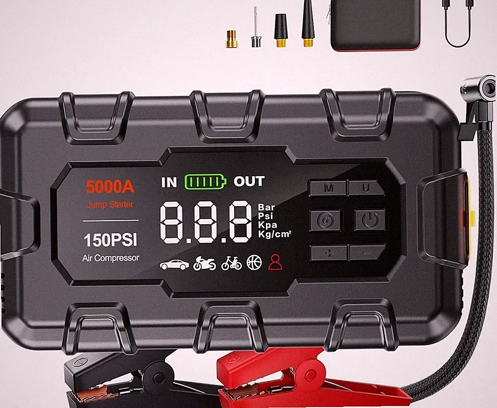Jump Starter 5000A, Car Battery Jump Starter with Air Compressor for Up to 9.0L