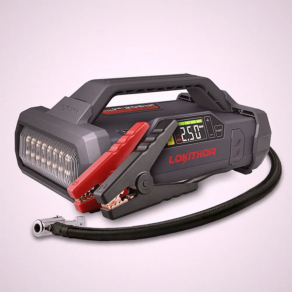 Lokithor 2500A 12-Volt Car Battery Jump Starter With Air Compressor Portable New