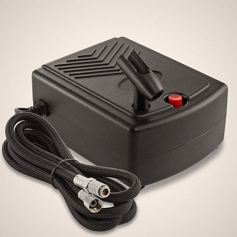 Mini Airbrush Air Compressor w/ Holder and 6 Ft. Hose