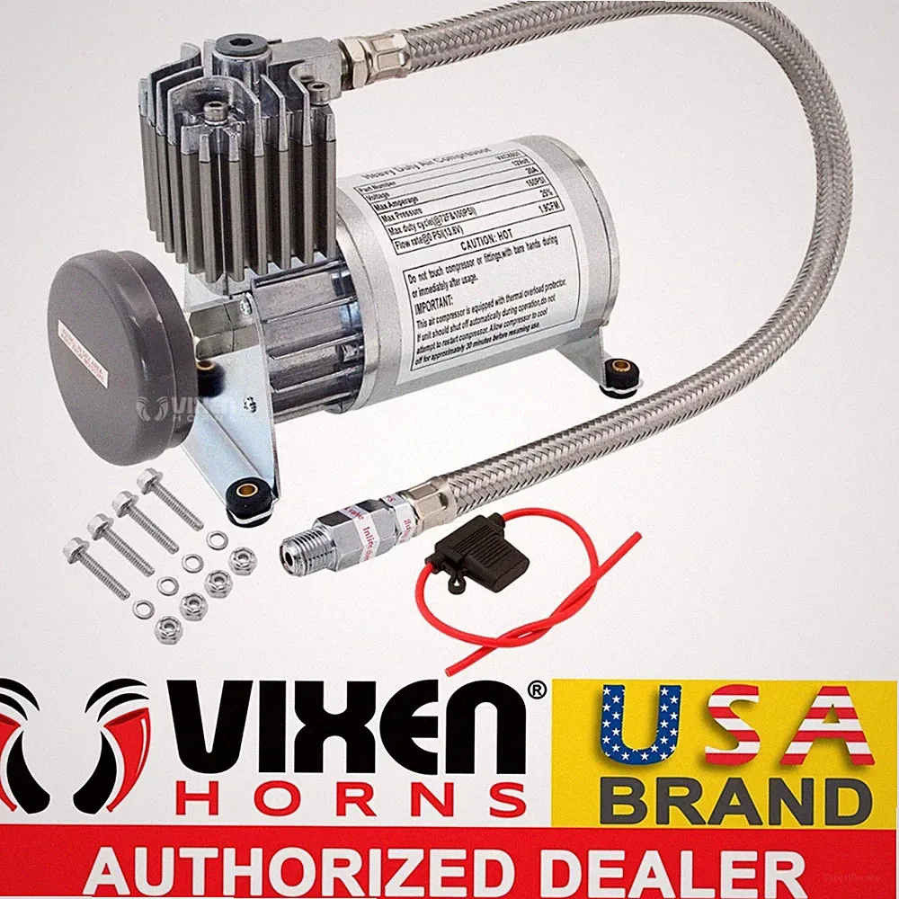 VIXEN HORNS UNIVERSAL AIR COMPRESSOR 150PSI FOR CAR/TRUCK TRAIN HORN/SUSPENSION